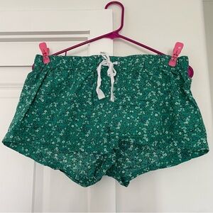 J. Crew floral green pull on drawstring pajama shorts cotton